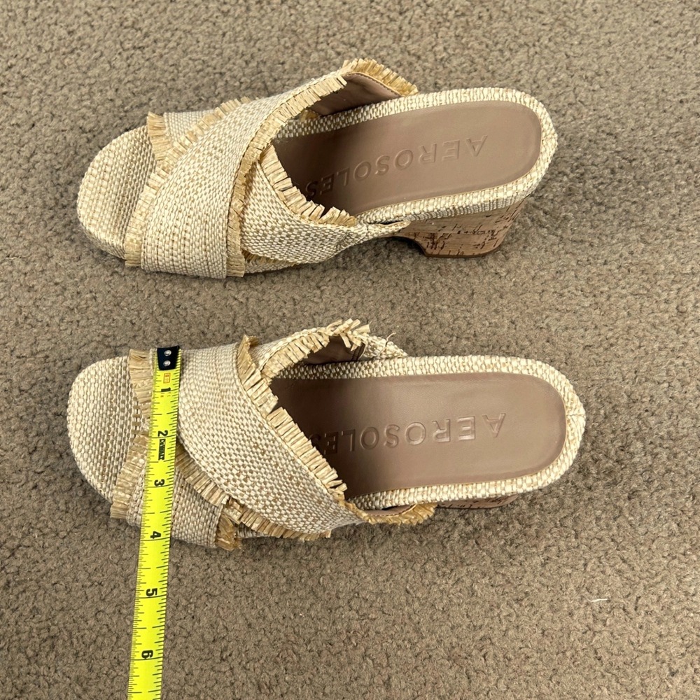 AEROSOLES Natural Straw Wedge Sandals - Picture 11 of 12